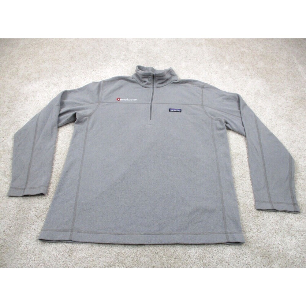 Patagonia Sweater Mens Large Gray Micro D Fleece 1/4 Zip Pullover Casual *